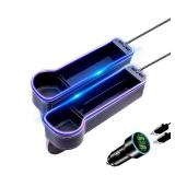 keketuohai 2 Pack Car Seat Gap Organizer,Multifunctional Seat Gap Storage Box With USB Fast Charger, Car Seat Pockets with Led Light, Car Seat Gap Filler with Cup Holder (Black)