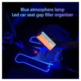 keketuohai 2 Pack Car Seat Gap Organizer,Multifunctional Seat Gap Storage Box With USB Fast Charger, Car Seat Pockets with Led Light, Car Seat Gap Filler with Cup Holder (Black)