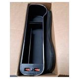 keketuohai 2 Pack Car Seat Gap Organizer,Multifunctional Seat Gap Storage Box With USB Fast Charger, Car Seat Pockets with Led Light, Car Seat Gap Filler with Cup Holder (Black)