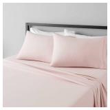 Amazon Basics Lightweight Super Soft Easy Care Breathable Microfiber 4-Piece Bed Sheet Set with 14-Inch Deep Pockets, King, Blush Pink, Solid
