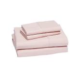 Amazon Basics Lightweight Super Soft Easy Care Breathable Microfiber 4-Piece Bed Sheet Set with 14-Inch Deep Pockets, King, Blush Pink, Solid