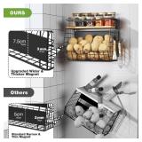 Magnetic Shelf for Fridge with Wider & Thicker Magnet, 1 Pack Refrigerator Organizer Storage Basket for Fruit, Onion, Potato, Spice Rack, Kitchen, Laundry, Pantry (Black, 13.77\" x 6.77\" x 11.81\")