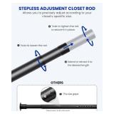 Supforce Closet Rods for Hanging Clothes, 17 to 84 Inches Stepless Adjustable Metal Closet Rod, 1.3 Inches Heavy Duty Clothes Hanging Rod for Closet Wardrobes Laundry RV, Black