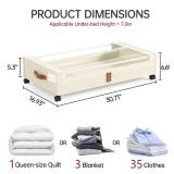 Yecaye 4 Pack Under Bed Storage with Wheels, Under Bed Storage Containers with Lids, Large Under Bed Rolling Storage with Clear Window & Label, Rolling Drawers for Clothes, Blankets, Books