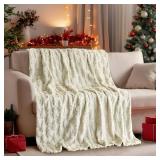 Horaldaily Christmas Blanket Throw, Beige Christmas Tree Soft Fuzzy Plush Faux Fur Cozy Blankets for Couch Sofa Bed Lounging, Ideal Gifts for Kids Adults Wife Self, 50x60