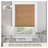 Cordless Light Filtering Mini Blind - 35 Inch Width, 64 Inch Length, 1\" Slat Size - Woodtone - Cordless GII Morningstar Horizontal Windows Blinds for Interior by Achim Home Decor