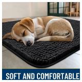 Smiry Dog Door Mat for Muddy Paws 40x32, Absorbs Moisture and Dirt Doormat, Non-Slip Washable Quick Dry Chenille Front Door Mat Indoor Entrance, Entryway Carpet for Inside Floor, Black
