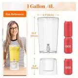 Lifewit 1 Gallon (128 OZ) Drink Dispensers for Parties 2 Pcs, 4L Plastic Beverage Containers with Stand for Juice/Tea/Soda/Water, Clear Ice Lemonade Dispensers with Lid & Leak-proof Spigot