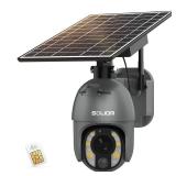 SOLIOM 5MP Security Camera Outdoor with 10X Optical Zoom, 4G LTE Cellular Security Cameras for Home Security with Battery & Solar Powered, Human Detection, Spotlight Color Night Vision, New S600-C10X