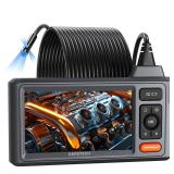 DEPSTECH 50ft Sewer Camera, 1080P HD Triple Lens Borescope, 5\" IPS Screen Endoscope with Light, IP67 Waterproof Plumbing Drain Pipe Snake Inspection Camera with 32G Card, Carry Case