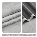 Beauoop Grey Floral Jacquard Blackout Curtains 84 Inches Long 2 Panels for Bedroom Living Room Gray Flower Chenille Room Darkening Thermal Insulated Soundproof Grommet Window Treatments Drapes, 52x84