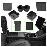 7PCS Center Console Organizer Tray for 2024 2025 Tesla Model 3 Accessories, Armrest Hidden Storage Box Cup Holder Charger Pad for Tesla Model 3 Highland