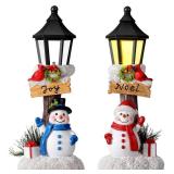 Karenhi 2 Pack Lighted Christmas Table Decorations Christmas Snowman Figurines Decoration Indoor Snowman Centerpieces Tabletop Table Decor for Xmas Holiday Winter Festive Home Party Ornament