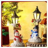 Karenhi 2 Pack Lighted Christmas Table Decorations Christmas Snowman Figurines Decoration Indoor Snowman Centerpieces Tabletop Table Decor for Xmas Holiday Winter Festive Home Party Ornament