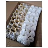 Dlebay 50 Pack Pre Rolled Gold Plastic Silverware Set,Wrapped Plastic Cutlery Set with Napkin Include 50 Forks,50 Spoons,50 Knives and 50 White Napkins for Party,Wedding,Christmas