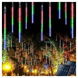JMEXSUSS 2 Pack Solar Meteor Shower Lights, 16 Tube 288 LED Multicolor Meteor Christmas Lights, Solar Christmas Lights Outdoor Waterproof for Tree Christmas Decorations