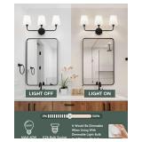 METWET Bathroom Light Fixtures, Matte Black Vanity Lights with Flared White Fabric Shade, 3 Light Wall Sconce, Modern Sconces Wall Lighting for Hallway Bedroom, VL837-MB-3