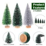 30Pcs Mini Christmas Trees - Artificial Christmas Tree Bottle Brush Trees with 5 Sizes, Snow Trees with Wooden Base for Christmas Party Home Table Craft Decor (Silver+Green+DarkGreen)