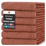 Homaxy Premium Kitchen Towels(18âx 28â, 6 Pack), Large Cotton Kitchen Hand Towels, Flat and Terry Dish Towels, 380 GSM Highly Absorbent Tea Towel Set with Hanging Loop, Rust
