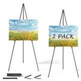 Easel Stand for Sign, Aredy 63\" Portable Painting Easel, Lightweight Metal Easels for Painting Canvas, Wedding Sign (2 Pack)