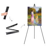 Easel Stand for Sign, Aredy 63\" Portable Painting Easel, Lightweight Metal Easels for Painting Canvas, Wedding Sign (2 Pack)