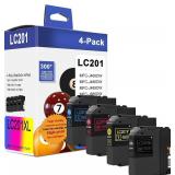 LC201 (LC-201) Color (BK/C/M/Y) Ink Cartridge 4-Pack (Includes 1 LC201BK, 1 LC201C, 1 LC201M,1 LC201Y) - LC203 Ink Cartridge Replacement for Brother MFC-J460DW MFC-J480DW MFC-J485DW MFC-J880DW Printer