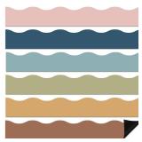 24Pcs Boho Magnetic Bulletin Board Borders for Classroom Decorations Whiteboard Strips Colorful Scalloped Trim Pastel Magnetic Border for Back to School Teacher Supplies Office Door Chalkboard Decor