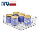 iDesign Stackable Pantry Bin for Kitchen Cabinets, Fridge, or Freezer Storage, Clear, Made in USA