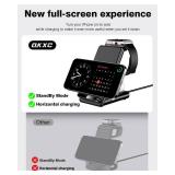 Wireless Charging Station,3 in 1 Charging Stand Made for Apple Watch Ultra 11 10 9 8 7 6 SE 5 4 3,Fast Wireless Charger Made for iPhone 17/Air/16/15/14/13/12,for AirPods Pro(with Adapter) (Black)