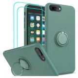 LeYi for iPhone 8 Plus Case, iPhone 7 Plus & 6s Plus Case, with 2 Glass Screen Protectors, Liquid Silicone Gel Rubber Soft Shockproof Case, Green