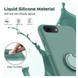 LeYi for iPhone 8 Plus Case, iPhone 7 Plus & 6s Plus Case, with 2 Glass Screen Protectors, Liquid Silicone Gel Rubber Soft Shockproof Case, Green