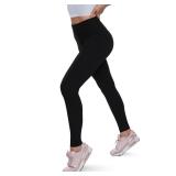 QGGQDD Fleece Lined Leggings Women - Soft Tummy Control High Waisted Winter Thermal Warm Yoga Pants for Workout Hiking Black Small-Medium