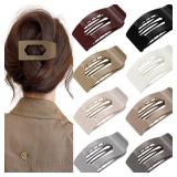 8 Pack Flat Hair Clips for Women â Glossy Neutral No-Slip Flat Claw Clips for Thick & Thin Hair, Large Strong Hold Square Rectangle Hair Accessories for Work & Stylish Fall Outfits