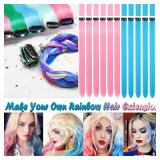 Olldag 12 PCS Clip in Pink and Lake Blue Hair Extensions, 20 Inch Colorful Hair Accessories, Synthetic Straight Hairpiece for Kids Girls Women (Pink and Lake Blue)