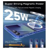 Halokin for Samsung Galaxy Z Flip7 Case Magnetic, Z Flip 7 Case [Compatible with MagSafe], Transparent Military Grade Drop Protection Anti Yellowing Rugged Phone Cover for Samsung ZFlip7, Clear