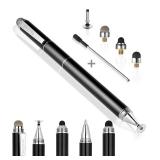 Penyeah Stylus Pen, 4 in 1 Disc Stylus Pens for Touch Screens, High Precision and Sensitivity Universal Capacitive Stylus, Stylist for Tablets,iPhone,iPad,Laptops with 4 Replacement Tips - Black