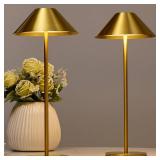 Bojim Gold Cordless Lamp Set of 2, Rechargeable Touch Table Lamps with 3 Color Dimming, Portable Wireless Lamps for Reading/Home Decor