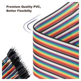 California JOS 40 PCS 20 CM (8 inch) Breadboard Jumper Wires Length Optional Dupont Wire Assorted Kit Female to Male Multicolored Ribbon Cables