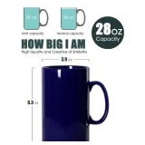 Smilatte 28 OZ Extra Large Ceramic Coffee Mug, M018 Classic Porcelain Boss Super Big Tea Cup with Handle for Office and Home, Blue