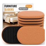 Furniture Sliders for Hardwood Floors Felt-8 Pack 9-1/2\" Oval Reusable Furniture Slider with Extra Thick Design - Heavy-Duty Furniture Movers - Felt Sliders Effortless Moving