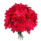 A 6 Pack Artificial Poinsettia Bushes, 9.8\" Faux Red Christmas Flowers with 7 Heads per Branch, Lifelike Silk Poinsettia Floral for Indoor Outdoor Holiday DÃ©cor, Xmas Tree Ornaments, Home Decorati