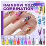 MKNZOME 12 Color Nail Art Pens, 0.5 MM Nail Polish Pens Set Drawing Painting Point Liner Acrylic Painted Pen Kit, Waterproof and Quick-drying Nail for DIY Nails Art Design Manicure Tools