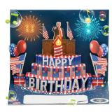 BELLESTILE Donald Trump Birthday Card with Lights and Music,3D Pop Up Fireworks Birthday Card with Blowable Candle,Greeting Cards,Birthday Gifts for Mom Women Men Kids Child Dad Father Wife ï»¿