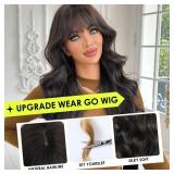 PARK YUN Black Hair Long Wavy Wig With Bangs 30 Inches Sthetic Thick Wig Heat Resistant Ladies Body Wave Wigs For Black Women Natural Looking Daily Party Use