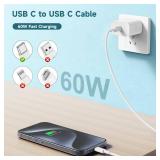 chcela 60W USB C to USB C Cable [3Pack] iPhone 17 16 15 Fast Charging Cable,6ft Long USB-C to USBC Power Cord for iPhone 17 Air/16/15 Pro Plus Pro Max,MacBook Pro Air/iPad Pro 12.9/11,AirPods 4(White)