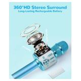 Amazmic Kids Karaoke Microphone Machine Toys for Girls Bluetooth Microphone with LED Light, Christmas Birthday Gift for Girls Boys 3 4 5 6 7 8 9 10 11 12 Year Old Kids Toys(Blue)