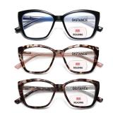 PUBOWT Bifocal Reading Glasses For Women Cat Eye Oversized Spring Hinge Blue Light Computer Fashion Readers Clear Top No Line Ladies Big Stylish Bi-focal Eyewear PT2001 +1.5 strength