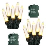 BrizLabs Battery Christmas Lights, 2P 17.94ft 50 LED Warm White Christmas String Light Indoor/Outdoor, 8 Modes Decorative Holiday Light for Xmas Tree, Wreath & Wedding