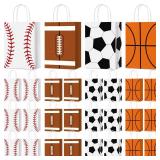 TaoBary atleast 12 Pcs Sports Party Favor Bags Football Baseball Goodie Treat Gift Bags with Handles for Soccer Basketball Baseball Sports Themed Birthday Party Decoration Kids Baby Shower Supplies