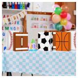 TaoBary atleast 12 Pcs Sports Party Favor Bags Football Baseball Goodie Treat Gift Bags with Handles for Soccer Basketball Baseball Sports Themed Birthday Party Decoration Kids Baby Shower Supplies